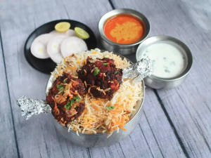 Chicken lollypop biriyani