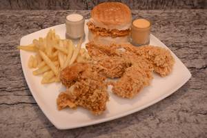 Grilled Chicken Burger +wings(2pcs)+lollipop(2pcs)+boneless Strip(2pcs)+  Fries (15 Pc) + Mayo(1pkt)