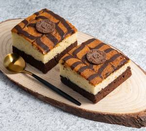 Brownie pound cake slice