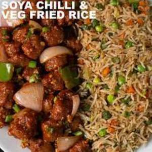 Veg Soyabean Chilli With Fried Rice