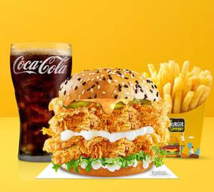Double Zinger Chicken Burger + Salted Fries+ Pepsi (250 Ml)