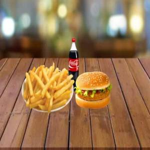 1 Veg Cheese Burger + French Fries + 250ml Cold Drinks