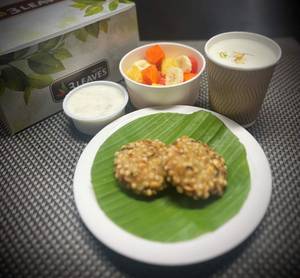 Sabudana Vada + Freshly Cut Fruit + Lassi 