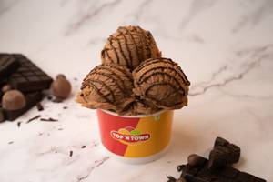 Freshly scooped belgian chocolate ice cream