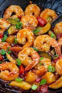 Prawns Green & Red Pepper