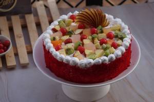 Red Velvet Fresh Fruit Cake