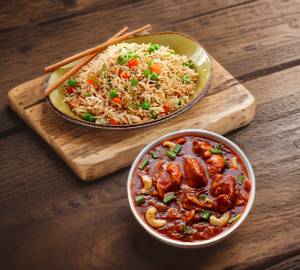 Veg Fried Rice + Chilli Chicken Gravy (3pc)