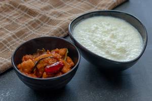 Curd rice with chicken dynamite
