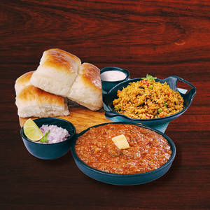 1 Geeta Pav Bhaji + 2 Extra Pav + 1 Half. Pulav