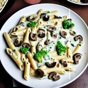 Mushroom Cheese Cream White Sauce Pasta
