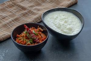 Curd rice with chicken gunpowder