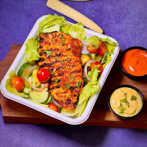 Chicken Shawarma Salad With Hummus & Spicy Garlic Sauce