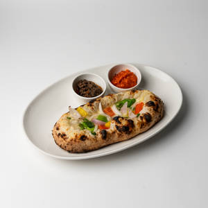 Hand Stretched Garlic Bread With Onion, Chilli & Bell Peppers