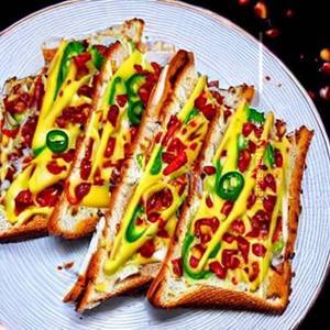 Cheese Chilli Open Toast Sandwich