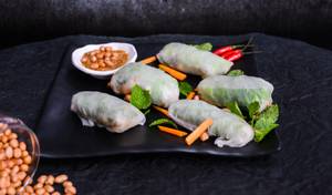 Thai fresh rice paper spring rolls with peanut sauce [5 rolls]