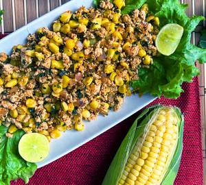 Tofu corn laab salad