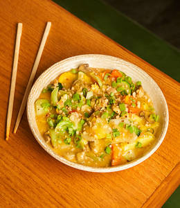 Asian Greens & Mushrooms In Butter Pepper Garlic Sauce