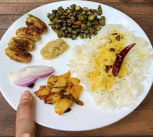 Dal Chawal with Allu Bhujiya