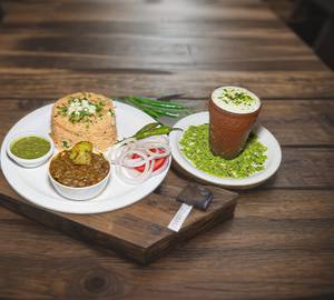 Chole Chawal + 1 Glass Sweet Kulhad Lassi