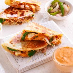 Harissa chicken & cheese quesadillas