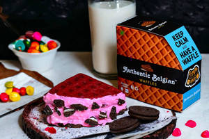 Pink Oreo Crunch Waffle