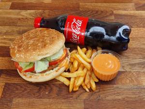 Aloo Tikki Burger with Cold Drink