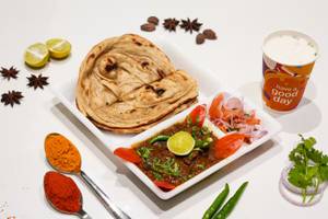 Mutton Keema Kaleji with 2 Laccha Paratha and Butter Milk