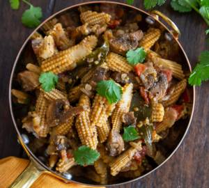 Paneer Mushroom & Baby Corn In Special Ginger Sauce Dry