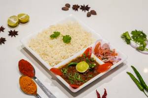 Mutton Keema Kaleji+Steam Rice+Butter Milk
