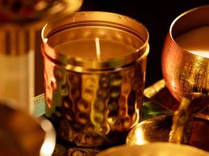 Golden Peacock Candle