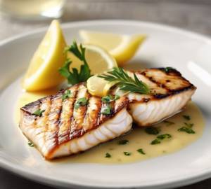 Grilled  Fish Lemon Butter Sauce