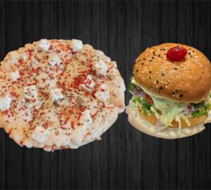 Paneer Cheese Pizza [7 Inches] With Veg Aloo Tikki Burger