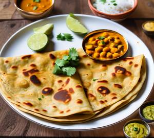 Aloo Paratha (2 Pcs.) With Chole Combo [Without Onion & Garlic]