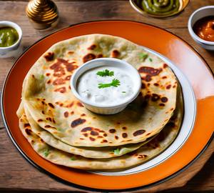 Aloo Paratha (2 Pcs) With Dahi & Achar Combo [Without Onion & Garlic]