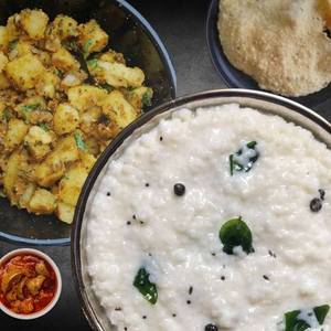 Desi Curd Rice With Sukhi Sabji