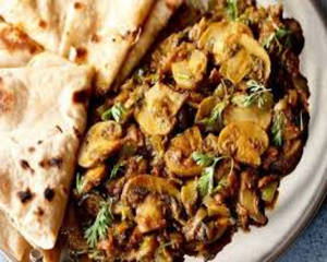 Tawa Mushroom Masala With 2 Butter Tandoori Roti