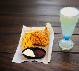 1 pc chicken, garlic dip. french fries (s), & 1 fresh lime