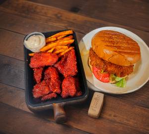 Fried Chicken Burger with Korean Fried Chicken Meal