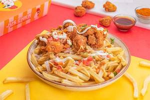 Loaded Fries With Chicken Popcorn
