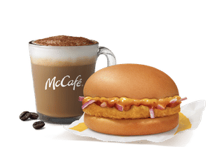 Chicken Surprise Burger + Cappuccino