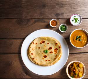 Plain Paratha (2 Pcs) With Aloo Gravy Sabzi [Without Onion & Garlic]