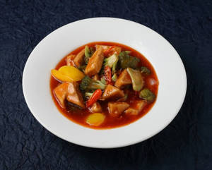 Fried Tofu And Broccoli In Chilli Plum Sauce