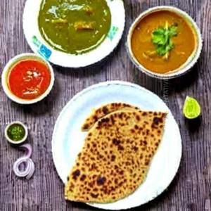2 Sattu Paratha Sabji(half)+Salad+Chutney