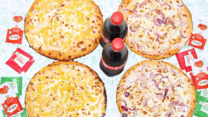 Four Pizza Combo With Coca Cola