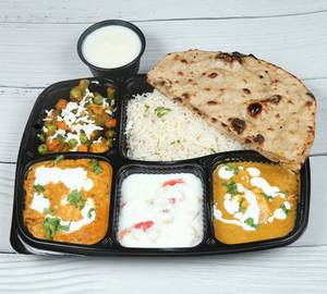 Paneer Makhani + Dal Makhani + Mix Veg + Rice + Raita + 2 Roti + gulab jamun