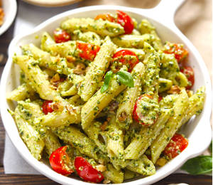 Creamy Pesto Sauce Basil And Cheese Veg Pasta