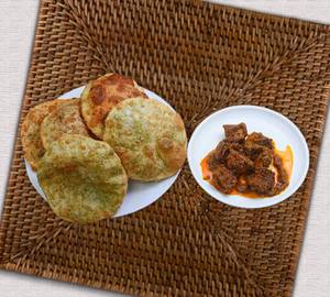 Koraisutir kochuri [5 pieces ] with aloo dum[4 pieces]