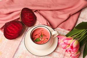 Beetroot Burnt Garlic Soup
