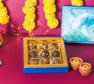 The Little Luxe Diwali Mithai Gift Box - 9 Dates Laddoos with Dry Fruits & Cow Ghee, No Added Sugar