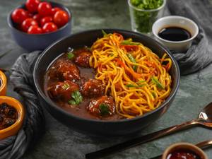 Chilli Garlic Noodles With Veg Manchurian